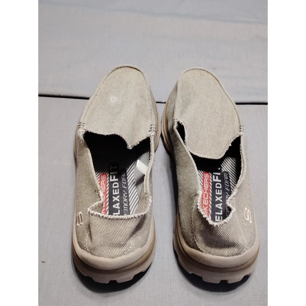 Skechers Relaxed Fit Shoe Men 9 Khaki Resort Walking Hands Free Boat Memory Foam